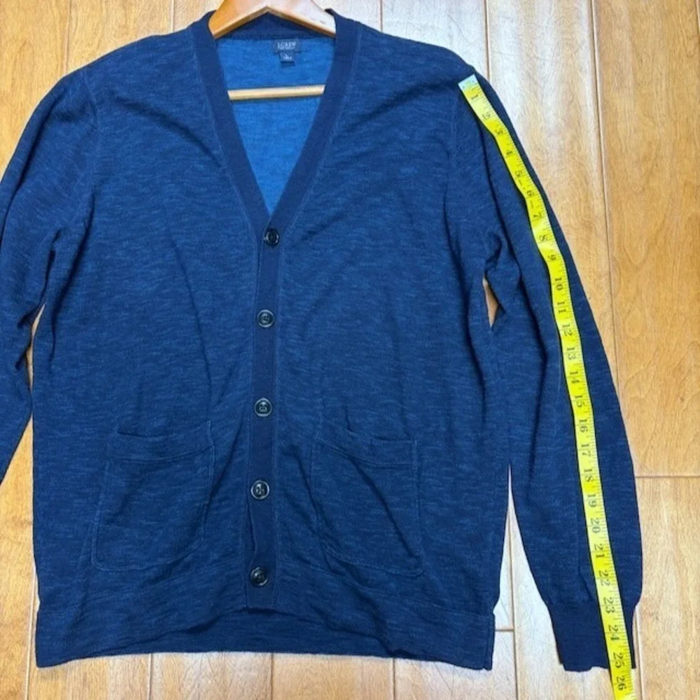 J CREW New York Mens Blue Cotton Cardigan Size L Classic Button Preppy Academia